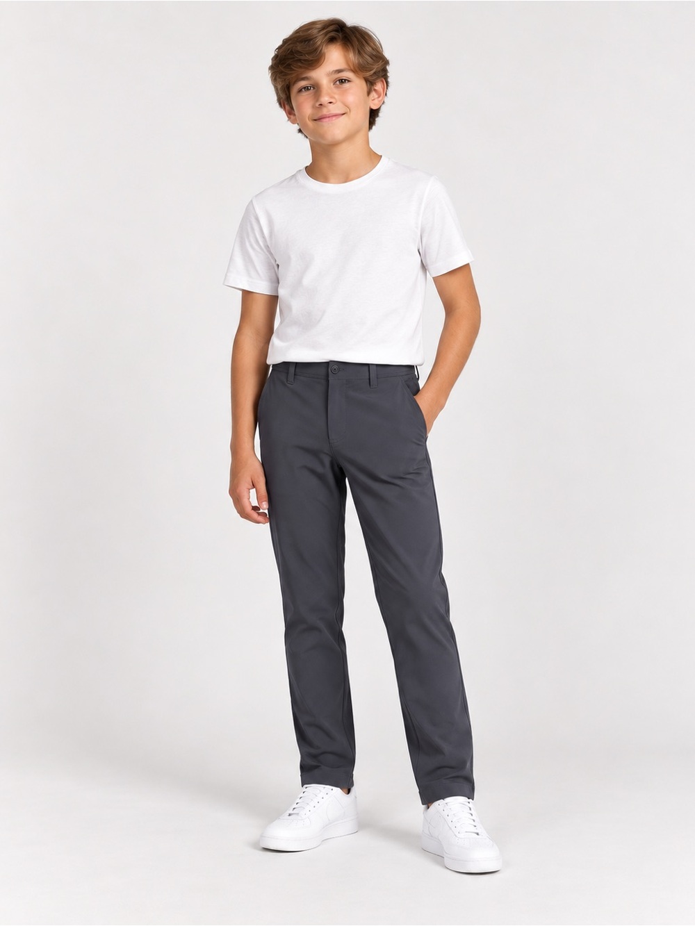 Boys  Gray Straight-Leg Pants